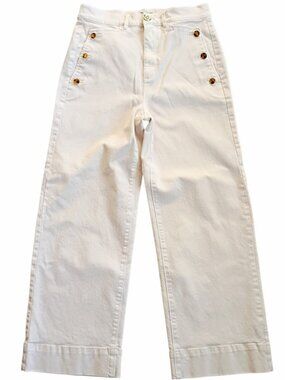 ANN TAYLOR Petites Women's Sailor Cropped Pants Button Detail Sz 6P